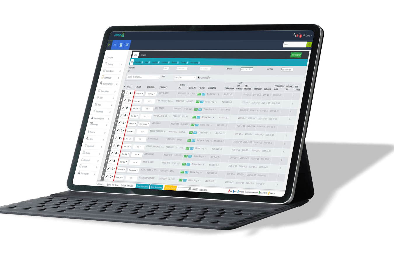 tablet showing labmin